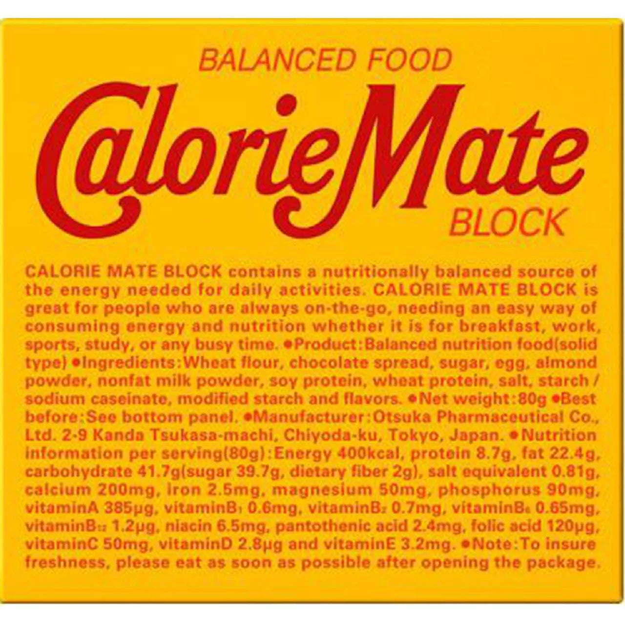 Otsuka Calorie Mate Balanced Food Blocks – 4 Bars