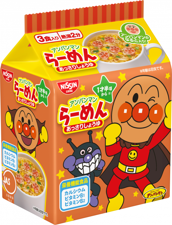 Nissin Anpanman Ramen – Light Soy Sauce Flavor (30g × 3)