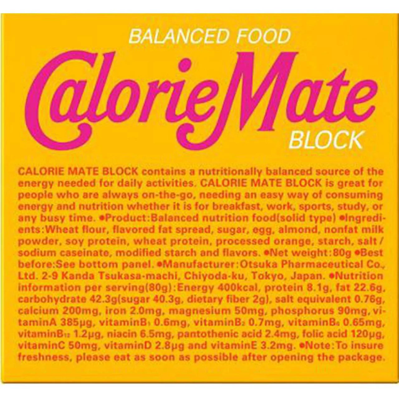 Otsuka Calorie Mate Balanced Food Blocks – 4 Bars