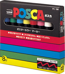 Mitsubishi Pencil Posca Medium Point Marker 8-Color Set (PC5M8C)
