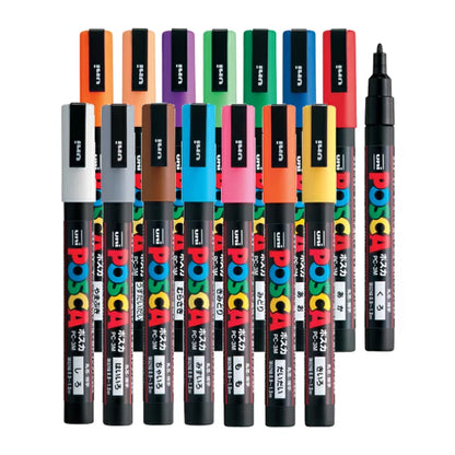 Uni POSCA Paint Marker Fine Tip 15-Color Set (PC-3M15C)