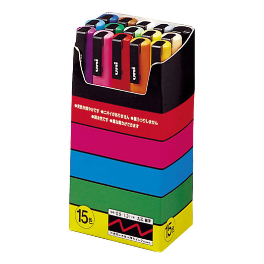 Uni POSCA Paint Marker Fine Tip 15-Color Set (PC-3M15C)
