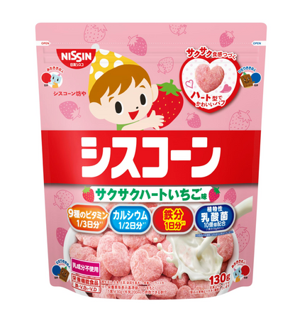 Nissin Cisco Corn Crispy Heart Strawberry Flavor 130g
