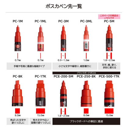 Mitsubishi Pencil Posca Medium Round Tip Marker 15-Color Set (PC5MC)